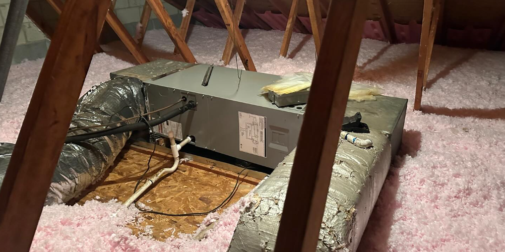 blow in insulation in attic around hvac system