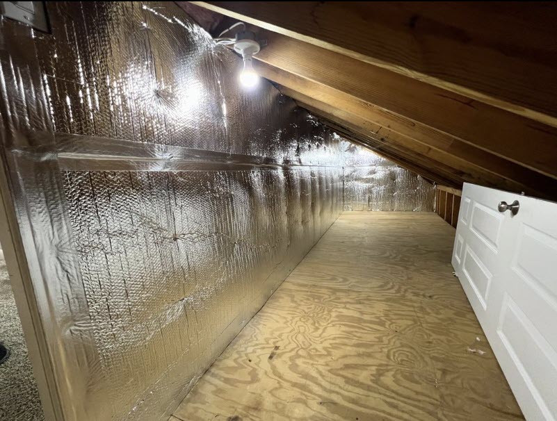 attic insulation installation with walkways