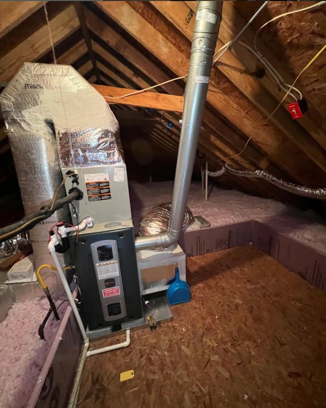 retaining wall in attic loose fill insulation to protect hvac system